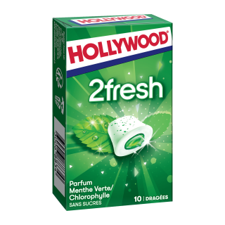 2 FRESH CHEWING GUM SANS SUCRES CHLOROPHYLLE HOLLYWOOD ETUI 22G /16