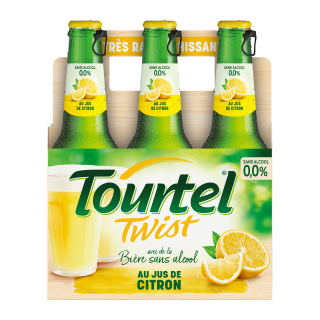 BIERE SANS ALCOOL TOURTEL TWIST CITRON BOUTEILLE VERRE PERDU 27,5 CL PACK 6