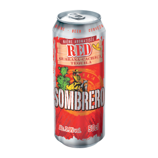 BIÈRE SOMBRERO RED  AROMATISÉE AU SPIRITUEUX D'AGAVE, AU GUARANA ET À LA CACHAÇA  BARQUETTE CANETTE 50 CL / 12