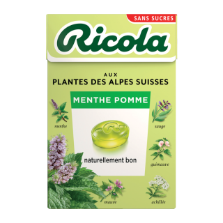 BONBONS SANS SUCRES MENTHE POMME RICOLA BOITE 50G/20