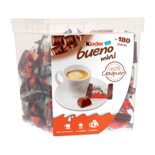 KINDER BUENO BARRES CHOCOLATÉS LAIT NOISETTES KINDER MINI TUBO 972G /180