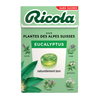 BONBONS SANS SUCRES STEVIA EUCALYPTUS RICOLA  BOITE 50G/20