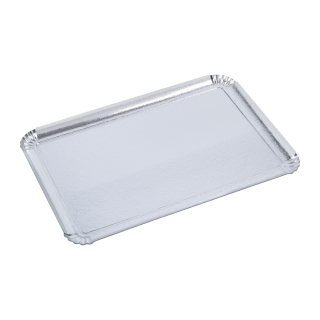  PLATEAU TRAITEUR CARTON ARGENT  19 X 28 CM