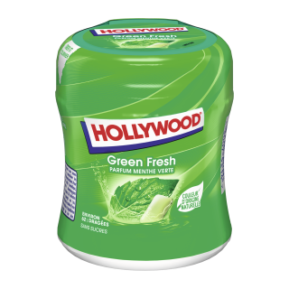 HOLLYWOOD GREEN FRESH CHEWING GUM SANS SUCRES MENTHE VERTE HOLLYWOOD BOITE PLASTIQUE 87G /6