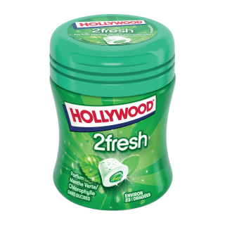 2 FRESH CHEWING GUM SANS SUCRES  CHLOROPHYLLE HOLLYWOOD BOITE PLASTIQUE 51G /6