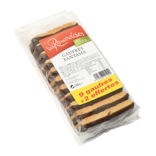 GAUFRES FANTASIA VANILLE AVEC UN NAPPAGE CACAO (1  FACE) LES RENARDISES 9 + 2 OFFERTES SACHET 366 G / 24