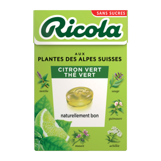 BONBONS SANS SUCRES CITRON VERT THE RICOLA BOITE 50G/20