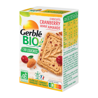 BISCUIT AMANDE CRANBERRY BIO GERBLÉ FORMAT POCKET 33G /18