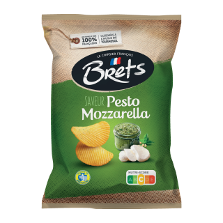 CHIPS PESTO MOZZARELLA BRETS SACHET 125G / 10