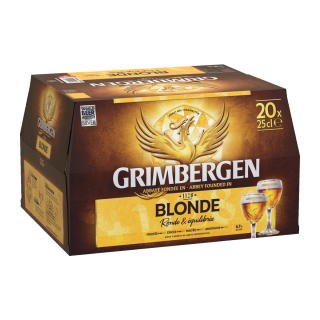 BIERE BLONDE GRIMBERGEN BOUTEILLE VERRE PERDU 25 CL PACK 20