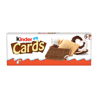 KINDER CARDS BISCUITS LAIT ET CACAO KINDER BOITE CARTON 128G /20