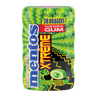 MENTOS CHEWING GUM SANS SUCRES POMME VERTE ACIDE MENTOS BOITE PLASTIQUE 56G /10