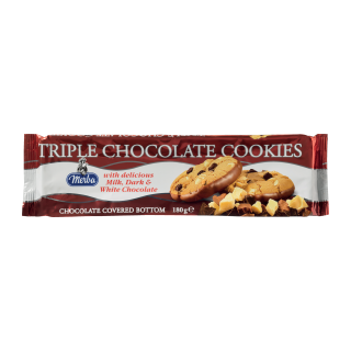 COOKIES TRIPLES CHOCOLATS MERBA ETUI 180 G / 22