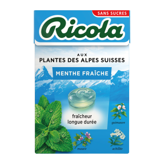 BONBONS MENTHE FRAICHE SANS SUCRES RICOLA BOITE 50G/20